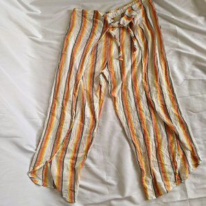 Stripe split leg wrap pants
